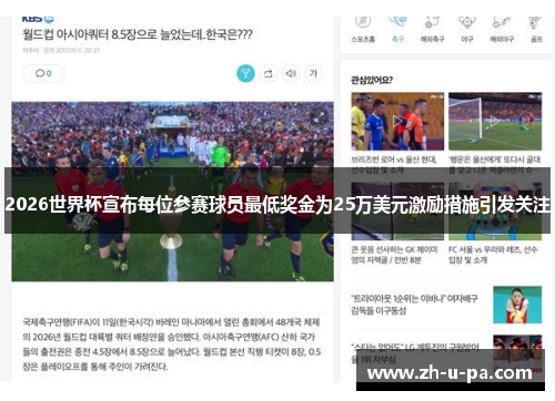 2026世界杯宣布每位参赛球员最低奖金为25万美元激励措施引发关注