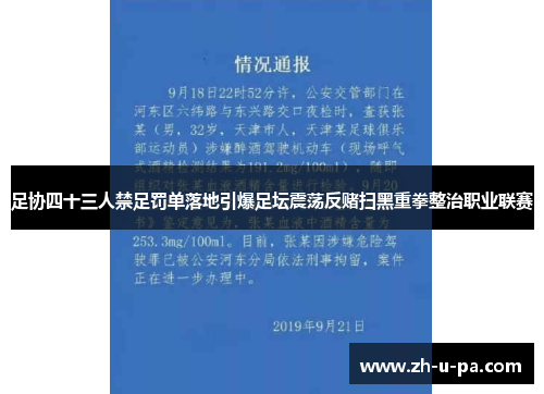 足协四十三人禁足罚单落地引爆足坛震荡反赌扫黑重拳整治职业联赛 足协四十三人禁足罚单落地引爆足坛震荡反赌扫黑重拳整治职业联赛